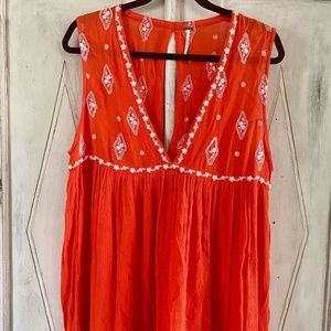 Free People Boho Embroidered Tunic Top